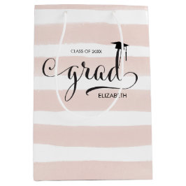 Afstudeerder Pet Roze strepen Medium Cadeauzakje