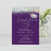 Afstudeerder Pet Tassel Confetti Paarse Afstuderen Kaart (Staand voorkant)