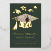 Afstudeerder Pet Tassel Foto Afstuderen Folie Aank Folie Uitnodiging (Voorkant)