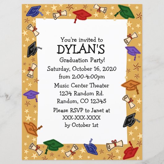 Afstudeerder pet thema afgestudeerde partij flyer  (Voorkant)