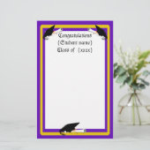 Afstudeerder Pet Tilt & Diploma met kleuren Paars  Briefpapier (Staand voorkant)