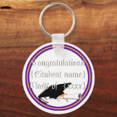 Afstudeerder Pet Tilt & Diploma met kleuren Paars  Sleutelhanger (Voorkant)
