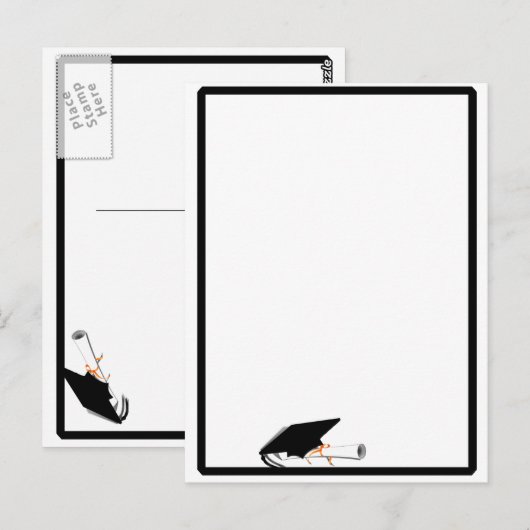 Afstudeerder Pet Tilt w / School Kleuren Zwart-wit Briefkaart (Voorkant / Achterkant)