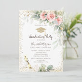 Afstudeerder Pet, Wijnglas, Bloemen Afstuderen Kaart (Staand voorkant)