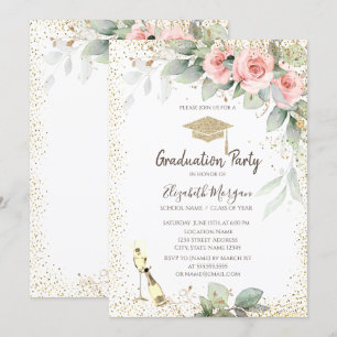 Afstudeerder Pet, Wijnglas, Bloemen Afstuderen Kaart