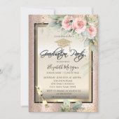 Afstudeerder Pet, Wijnglas, Bloemen Roos Goud Afst Kaart (Voorkant)