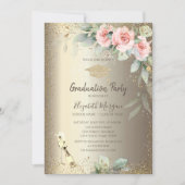 Afstudeerder Pet, Wijnglas, Boho Flowers Afstudere Kaart (Voorkant)