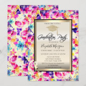 Afstudeerder Pet, Wijnglas, Confetti Bloemen Afstu Kaart (Voorkant / Achterkant)