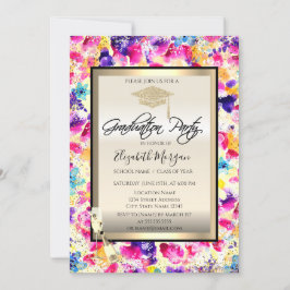 Afstudeerder Pet, Wijnglas, Confetti Bloemen Afstu Kaart