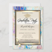 Afstudeerder Pet, wijnglas, Confetti-optische holo Kaart (Voorkant)