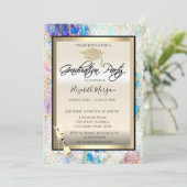 Afstudeerder Pet, wijnglas, Confetti-optische holo Kaart (Staand voorkant)