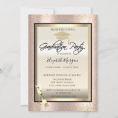 Afstudeerder Pet, wijnglas, Confetti Roos goudAfst Kaart (Voorkant)