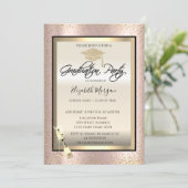 Afstudeerder Pet, wijnglas, Confetti Roos goudAfst Kaart (Staand voorkant)