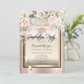 Afstudeerder Pet, Wijnglas, Confetti Rozen Afstude Kaart (Staand voorkant)