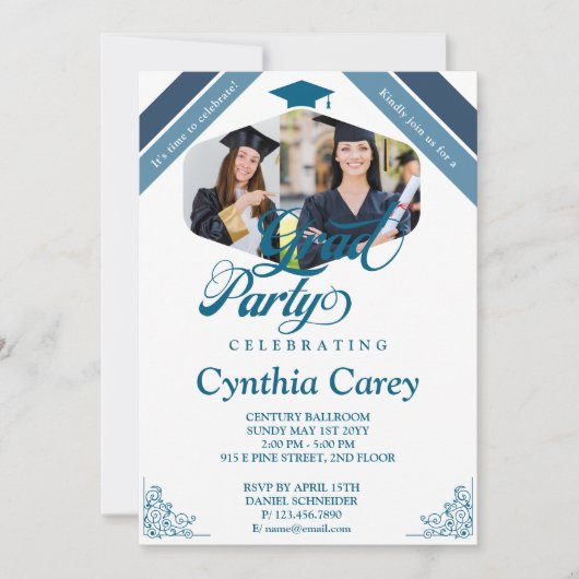 Afstudeerder Photo Collage Graduation Party Kaart (Voorkant)