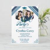 Afstudeerder Photo Collage Graduation Party Kaart (Staand voorkant)