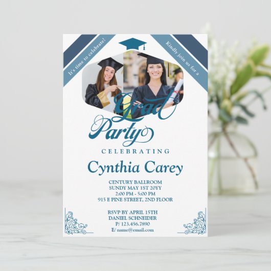 Afstudeerder Photo Collage Graduation Party Kaart (Staand voorkant)