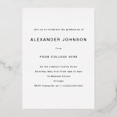 Afstudeerder Photo Music Graduation Party Zwart en Folie Uitnodiging (Achterkant)