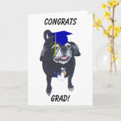 Afstudeerder Pug Dog Blue Pet en Tassel Kaarten (Gele Bloem)