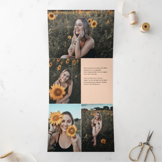 Afstudeerder Retro fotocollage Drieluik Aankondiging (Binnen)