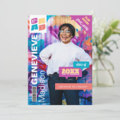 Afstudeerder Retro Hip Afstuderen Foto Magazine Ho Kaart (Staand voorkant)