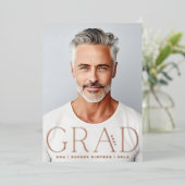 AFSTUDEERDER | Roos Gold Foil Modern Foto aankondi Folie Uitnodiging (Staand Voorkant)