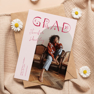 AFSTUDEERDER roze boog mystiek Afstuderen aankondi Bedankkaart