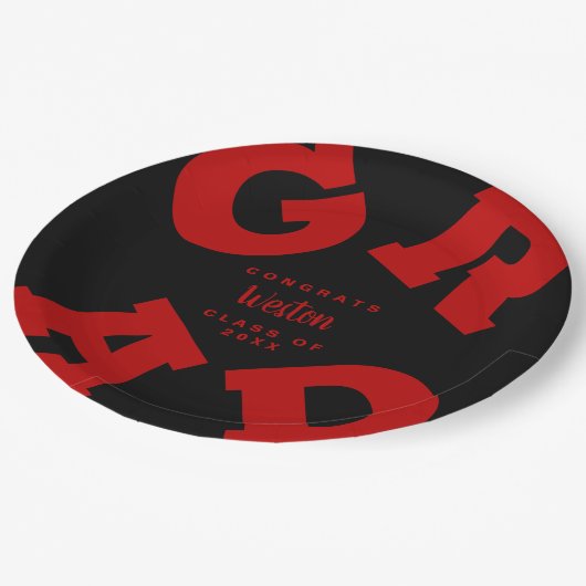 AFSTUDEERDER Scarlet Red op zwart, aangepast Afstu Papieren Bordje (Gekanteld)