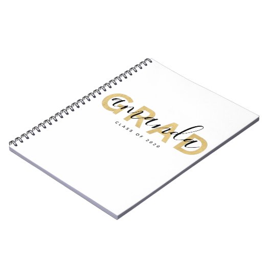 Afstudeerder Script Name Personalized Gold Black M Notitieboek (Linkerzijde)