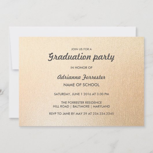 Afstudeerder Script Roos Gold Foil Afstuderen Pet  Kaart (Achterkant)