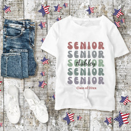 Afstudeerder Senior Class Trendy Retro Aangepaste  T-shirt