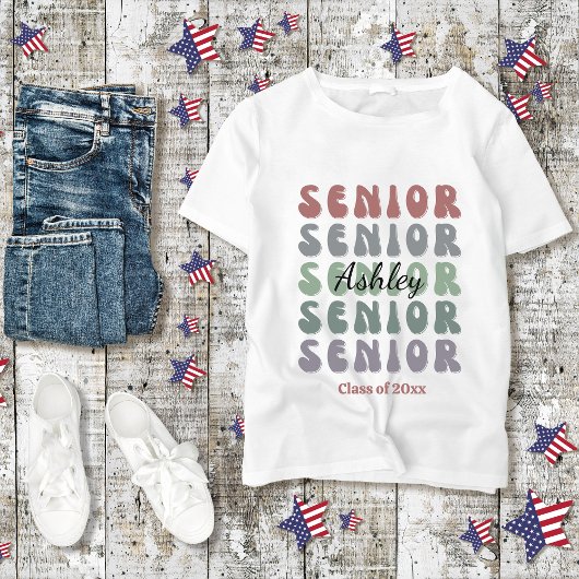 Afstudeerder Senior Class Trendy Retro Aangepaste T-shirt