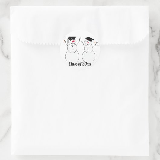 Afstudeerder Sneeuwmannen Afstuderen Ronde Sticker (Tas)