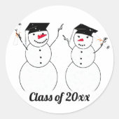 Afstudeerder Sneeuwmannen Afstuderen Ronde Sticker (Voorkant)