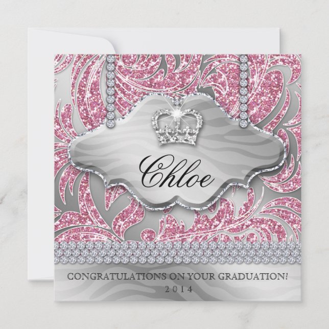 Afstudeerder Sweet 16 Party roze kroonbladeren (Voorkant)