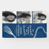 Afstudeerder Tassel 3 foto blauw Afstuderen Spandoek (Horizontaal)