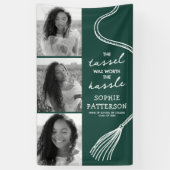 Afstudeerder Tassel 3 Foto Groen Afstuderen Spandoek (Verticaal)