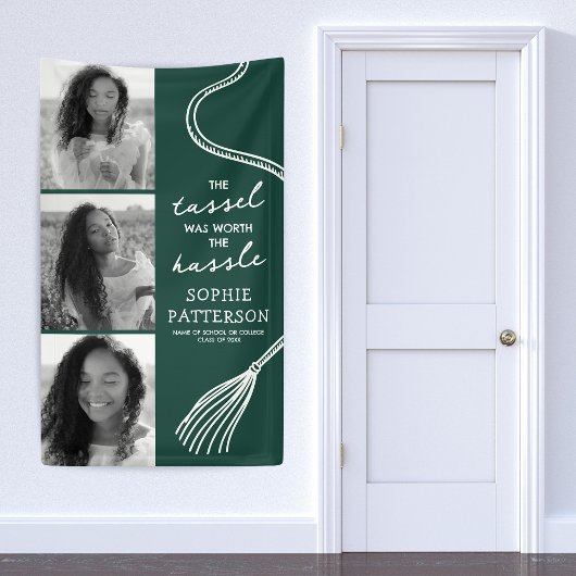 Afstudeerder Tassel 3 Foto Groen Afstuderen Spandoek