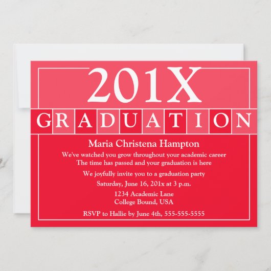 Afstudeerder Tiles Invitation (rood) Kaart (Voorkant)