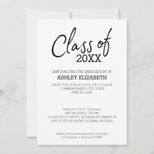 Afstudeerder Trendy Afstuderen Verticale aankondig Kaart (Achterkant)