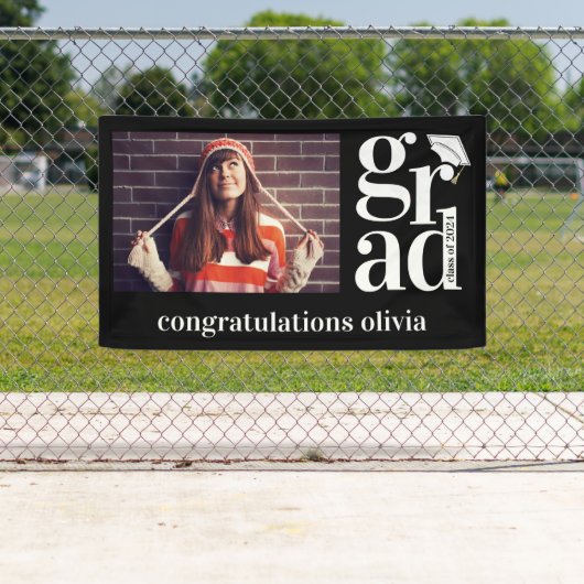 AFSTUDEERDER Trendy foto Gefeliciteerd Afstuderen Spandoek (Insitu)