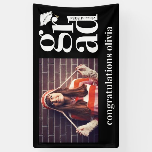 AFSTUDEERDER Trendy foto Gefeliciteerd Afstuderen Spandoek (Verticaal)