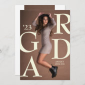 AFSTUDEERDER Typografie Aangepast foto-Afstuderen Aankondiging (Voorkant / Achterkant)