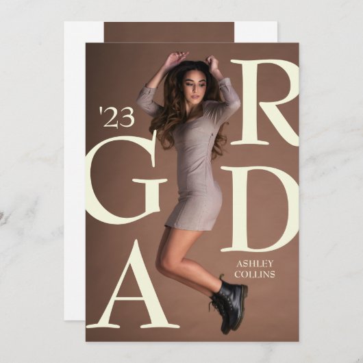 AFSTUDEERDER Typografie Aangepast foto-Afstuderen Aankondiging (Voorkant / Achterkant)