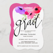 Afstudeerder Typografie Bright Waterverf Flowers Kaart (Voorkant / Achterkant)
