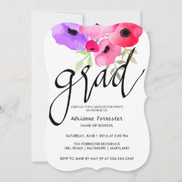 Afstudeerder Typografie Bright Waterverf Flowers Kaart