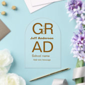 Afstudeerder Typografie Modern afstuderen Simple M Acryl Uitnodigingen (Insitu (Huwelijk))