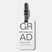 Afstudeerder Typografie Modern afstuderen Simple M Bagagelabel (Voorkant verticaal)