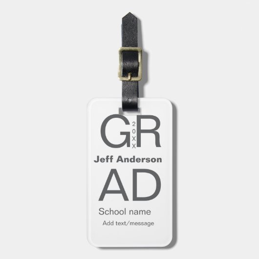 Afstudeerder Typografie Modern afstuderen Simple M Bagagelabel (Voorkant verticaal)