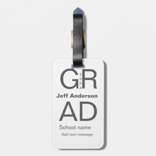 Afstudeerder Typografie Modern afstuderen Simple M Bagagelabel (Achterkant verticaal)